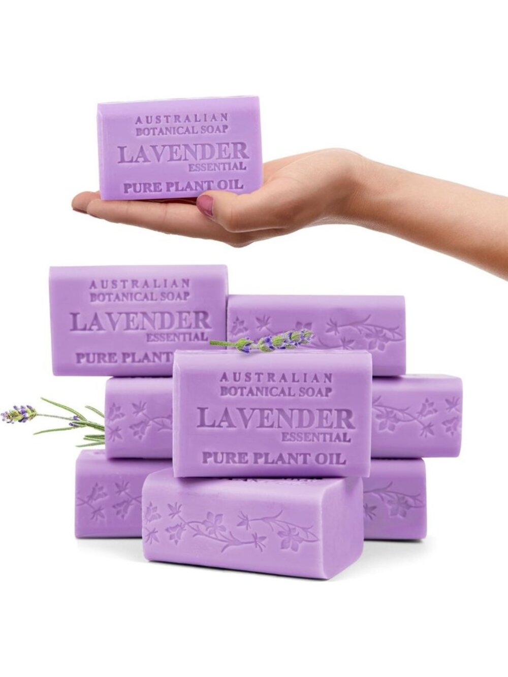 Lavender Essential Soap Bars - 8 Pack, 6.6 oz Each, Natural Botanical Skincare